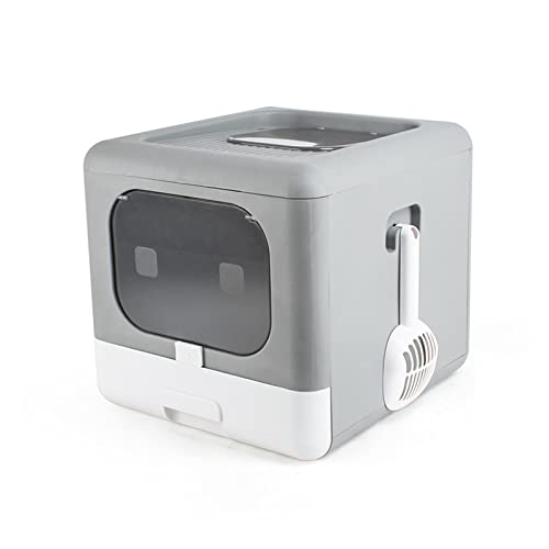 ZHELLY Automatische Katzentoilette Pet Cat Faltbare Katzentoilette Vollständig geschlossene Anti-Splash-Toilette for Katzen Zweiwege mit Schaufel Großraum-Katzentoilette (Color : Gris, Size : A) von ZHELLY