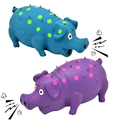 ZHENJIER Quietschendes Schweine-Hundespielzeug, 2 Stück, Grunting Pig Dog Toy That Oinks Grunts für kleine, mittelgroße und große Hunde, Grunting Pig Sound Play Dog Toy von ZHENJIER