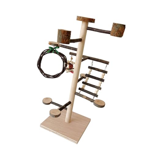 Bird Gym Playstand Toy Birdcages Climbing Toy Wood Swing Parrot Standing Barches Toy Grinding Toy For Cockatoos Bird Playstand Set von ZHENNB