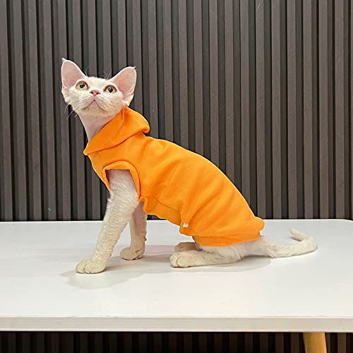 ZHIHAN Sphinx Cat Clothes Haarlose Katze Devon Ärmelloser Pullover Mit Kapuze Weste,Gelb,M+ von ZHIHAN