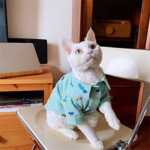 ZHIHAN Sphinx Cat Clothes Haarlose Katze Devon Baumwolljacke Frühling/Sommer Dünnes Outfit,Blau,S von ZHIHAN