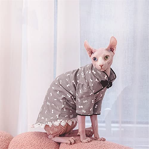 ZHIHAN Sphinx Cat Clothes Haarlose Katze Devon Herbst Dicker Cheongsam Rock, Grau, XS von ZHIHAN