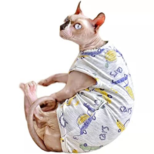 ZHIHAN Sphinx Cat Clothes Haarlose Katze Devon Sommer Dünnes T-Shirt Ärmellose Weste,Grau,L von ZHIHAN