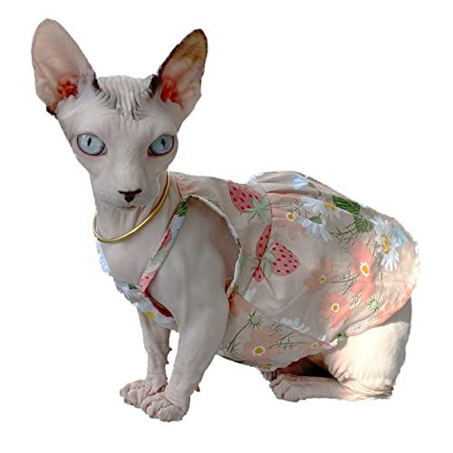 ZHIHAN Sphinx Cat Clothes Hairless Cat Devon Cotton Camisole Dress Sommerkleid, Farbe 1, M von ZHIHAN