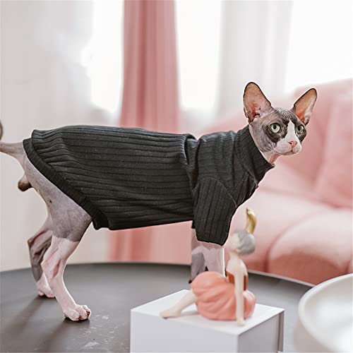 ZHIHAN Sphinx Cat Clothes Hairless Cat Devon Frühlings- und Herbst-Pullover aus Baumwolle, Schwarz, S von ZHIHAN