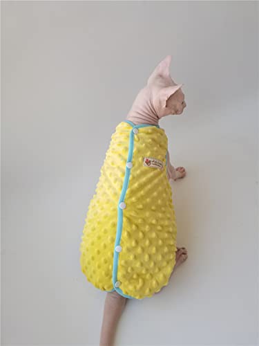 ZHIHAN Sphinx Cat Clothes Hairless Cat Devon Herbst/Winter Belly Protector 4 Legs Reversible,Gelb+Grau,S von ZHIHAN