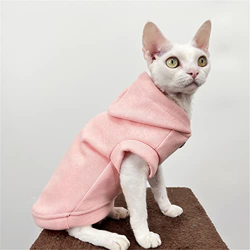 ZHIHAN Sphinx Cat Clothes Hairless Cat Devon Herbst/Winter Sweatshirt mit wattierter Kapuze Warme Weste Multi,Pink,XXL von ZHIHAN