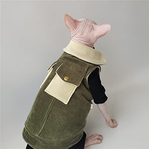 ZHIHAN Sphinx Cat Clothes Hairless Cat Devon Herbst/Winter wattierte Weste Warm, Grün,XL von ZHIHAN