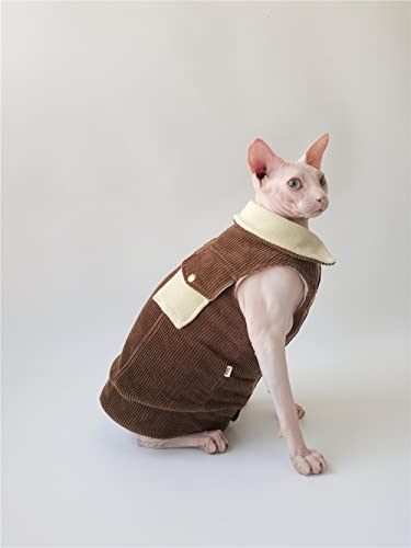 ZHIHAN Sphinx Cat Clothes Hairless Cat Devon Herbst/Winter wattierte Weste wattierte Strickjacke, Kaffee, S von ZHIHAN