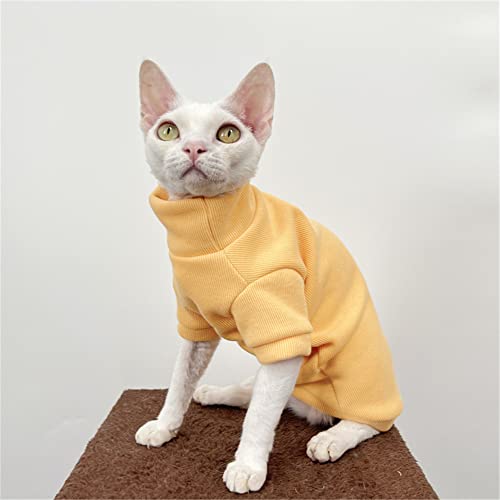 ZHIHAN Sphinx Cat Clothes Hairless Cat Devon Herbst Winter Rollkragenpullover Unterhemd Mehrfarbig,Gelb,L von ZHIHAN