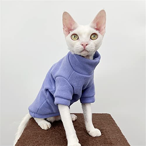 ZHIHAN Sphinx Cat Clothes Hairless Cat Devon Herbst Winter Rollkragenpullover Unterhemd Multicolor,Lila,XXL von ZHIHAN