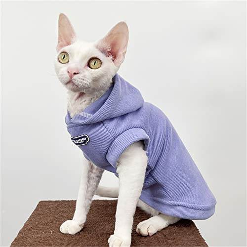 ZHIHAN Sphinx Cat Clothes Hairless Cat Devon Herbst Winter gepolstertes Sweatshirt mit Kapuze Warme Weste Multi,Lila,M von ZHIHAN