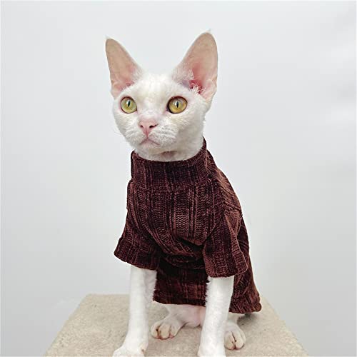 ZHIHAN Sphinx Cat Clothes Hairless Cat Devon Herbst Winter gepolstertes Unterhemd Mehrfarbig Warmes Sweatshirt,Curry,L von ZHIHAN