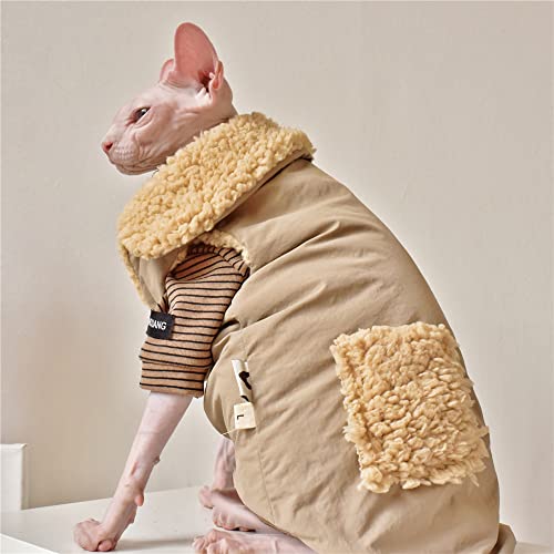 ZHIHAN Sphinx Cat Clothes Hairless Cat Devon Lamb Fleece Jacke Warme Strickjacke Winddicht Leicht,Jacke,XL von ZHIHAN