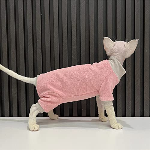 ZHIHAN Sphinx Cat Clothes Hairless Cat Devon Stretchy Warm 4 Legged Coat Bequem und Anti-Removal, Rosa, XL+ von ZHIHAN