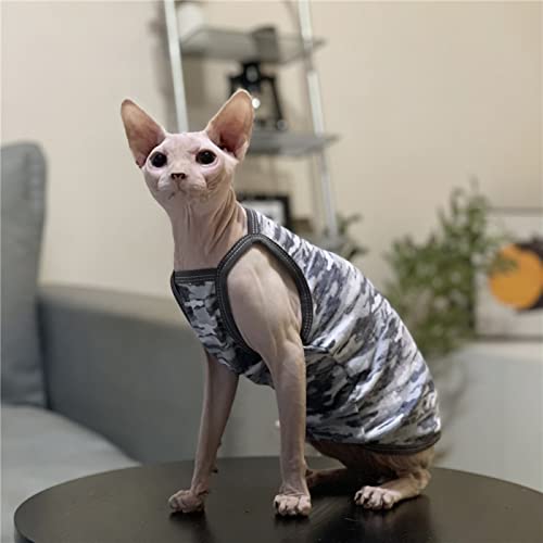 ZHIHAN Sphinx Cat Clothes Hairless Cat Devon Summer Thin Camisole Sleeveless T-Shirt bequem und schmutzabweisend, Grauer Hosenträger, S von ZHIHAN