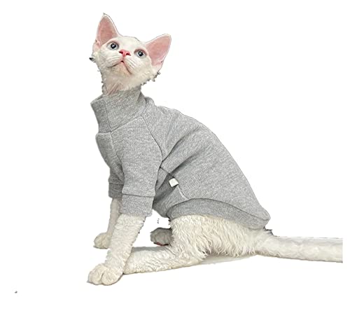 ZHIHAN Sphinx Cat Clothes Hairless Cat Devon Winter Turtleneck Warm Coat, Grau, L+ von ZHIHAN