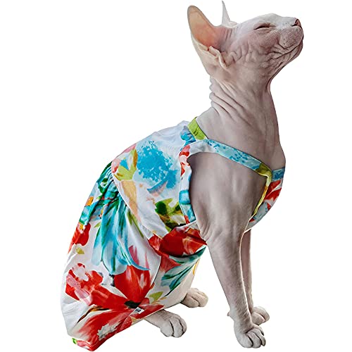 ZHIHAN Sphinx Katze Kleidung Sommer Baumwolle Leibchen Rock haarlose Katze Cornish Rex Katze Devon Rex Katzenkleidung, Weste, XXXL von ZHIHAN