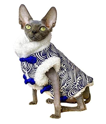 ZHIHAN Sphinx Katzenkleidung Devon Rex Katzenmantel haarlose Katze Herbst und Winter Dicker Mantel warme Strickjacke, Weste, S+ von ZHIHAN