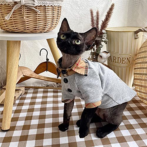 ZHIHAN Sphinx Katzenkleidung Devonshire Rex Katzenmantel haarlose Katze Baumwollsweatshirt mit Grundierung, grau, M- von ZHIHAN