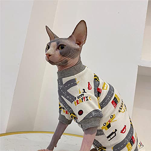 ZHIHAN Sphinx Katzenkleidung Frühjahr und Sommer Baumwoll-Bodenhemd Deutsche Katze haarloser Katzenpullover, grau, XL von ZHIHAN