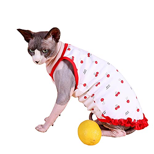 ZHIHAN Sphinx Katzenkleidung Frühjahr und Sommer Baumwollunterhemd rot Eltern-Kind-Outfit, rot, M von ZHIHAN