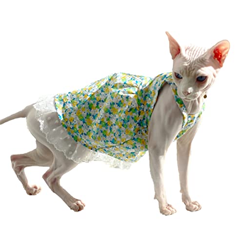 ZHIHAN Sphinx Katzenkleidung Haarlose Katze Devon Floral Camisole Rock Kleid Sonnencreme Klimaanlage Kleidung, Farbe 1, M von ZHIHAN