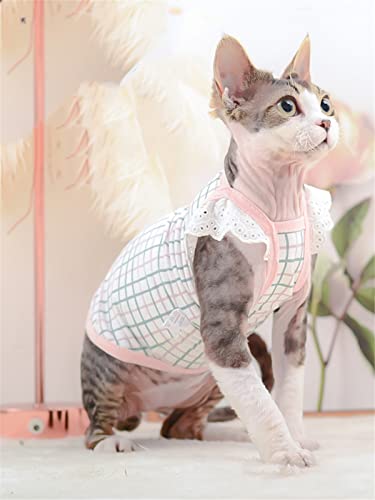 ZHIHAN Sphinx Katzenkleidung Haarlose Katze Devon Frühjahr/Sommer Dünnes Leibchen Baumwolle Klimaanlage Kleidung,Pink,L von ZHIHAN