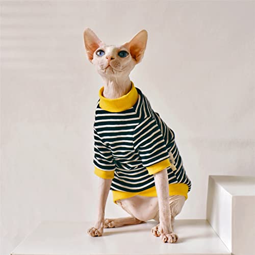 ZHIHAN Sphinx Katzenkleidung Haarlose Katze Devon Gestreifter Pullover Schmutzabweisend, Schwarze Streifen, S von ZHIHAN