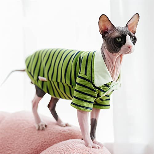 ZHIHAN Sphinx Katzenkleidung Haarlose Katze Devon Herbst Langarm Pullover verdicktes Bodenhemd, grün, S+ von ZHIHAN