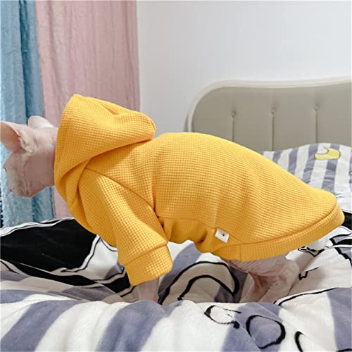 ZHIHAN Sphinx Katzenkleidung Haarlose Katze Devon Herbst und Winter Kapuzenpullover Bequemer Anti-Aus, Gelb, L von ZHIHAN