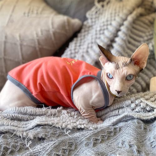 ZHIHAN Sphinx Katzenkleidung Haarlose Katze Devon Sommer Baumwolle Camisole Ärmellos Lässig Atmungsaktiv,Orange,M von ZHIHAN