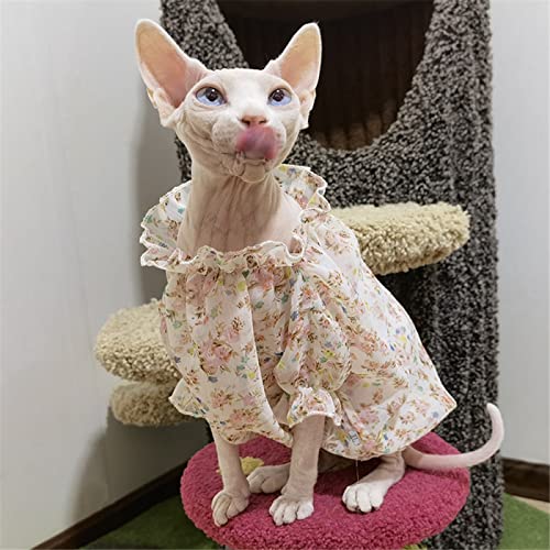 ZHIHAN Sphinx Katzenkleidung Haarlose Katze Devon Sommerprinzessin Kleid dünn bequem, Farbe 1, XL von ZHIHAN