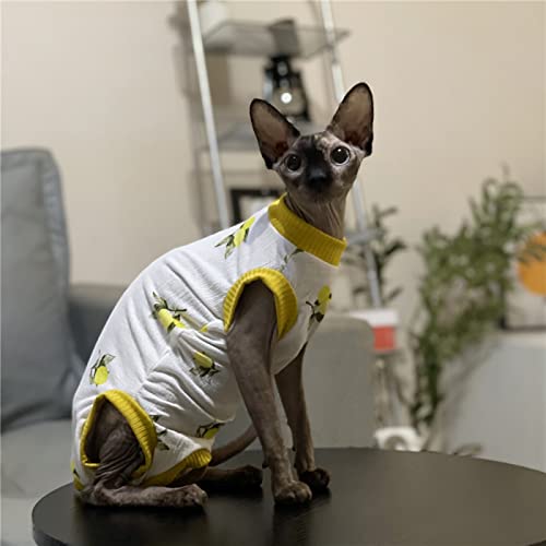 ZHIHAN Sphinx Katzenkleidung Haarlose Katze Devon Summer Chiffon Camisole 4 Legs Bequeme Anti-Off, Gelb 4 Legs, L von ZHIHAN