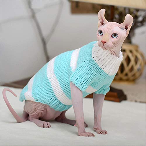 ZHIHAN Sphinx Katzenkleidung Herbst und Winter Strickpullover, hellblau, M von ZHIHAN