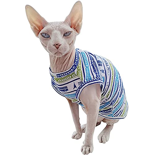 ZHIHAN Sphinx Katzenkleidung Sommer Baumwolle T-Shirt ärmellose Weste haarlose Katze Cornish Rex Katze Devon Rex Katzenkleidung Anti-Drop, Weste, XXL von ZHIHAN