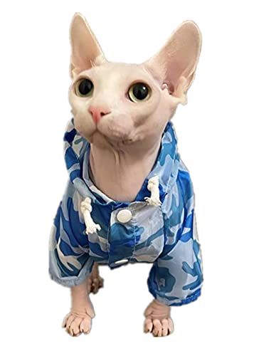 ZHIHAN Sphinx Katzenkleidung Sommer Sonnenschutzanzug Kapuzenjacke, blau Camouflage, XL von ZHIHAN