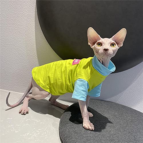 ZHIHAN Sphinx Katzenkleidung Sommer dünnes T-Shirt Devon Rex Kleidung Anti-Off und atmungsaktiv, grün, L von ZHIHAN