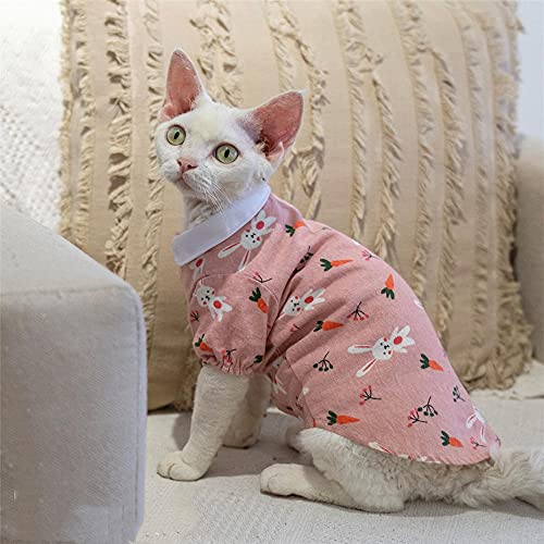 ZHIHAN Sphinx Katzenkleidung haarlose Katze Baumwolle und Leinen Bedruckte Hemdjacke, Bildfarbe, L+ von ZHIHAN