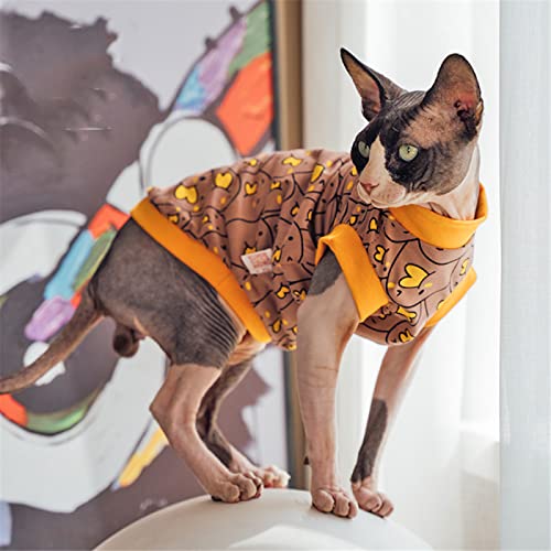 ZHIHAN Sphinx Katzenkleidung haarlose Katze Devon Baumwollstretch T-Shirt ärmellose Weste schmutzig und bequem, braun, XXL von ZHIHAN