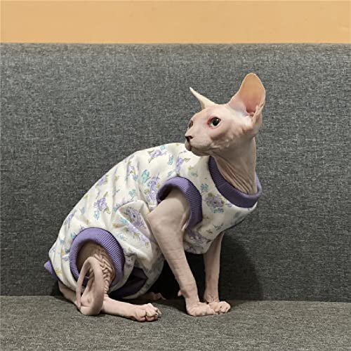 ZHIHAN Sphinx Katzenkleidung haarlose Katze Devon Baumwollsweatshirt mit dünnem Samt 4-Beinfutter,4-beinige Kleidung,m von ZHIHAN