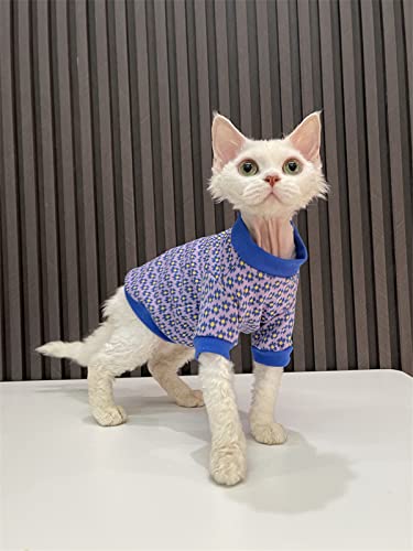 ZHIHAN Sphinx Katzenkleidung haarlose Katze Devon Frühlingsblumen T-Shirt dünner Pullover, Farbe 1, M+ von ZHIHAN