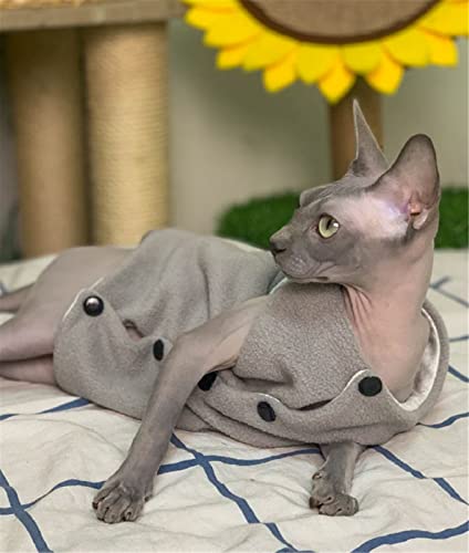 ZHIHAN Sphinx Katzenkleidung haarlose Katze Devon Herbst und Winter Fleeceweste, warm und bequem, grau, XXXL + von ZHIHAN