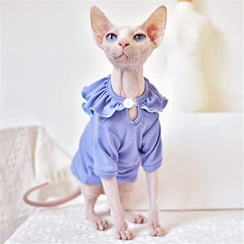 ZHIHAN Sphinx Katzenkleidung haarlose Katze Devon Sommer T-Shirt dünne Weste 4 Farben Anti-Off, blau, XL von ZHIHAN