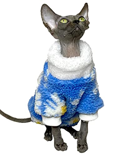 ZHIHAN Sphinx Katzenkleidung haarlose Katze Herbst und Winter Warmer Pullover Cornish Rex Katze Devon Rex Katze Cornish Jacke, blau, XXL+ von ZHIHAN