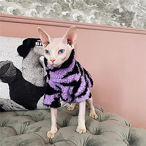 ZHIHAN Sphinx Katzenkleidung haarlose Katze Herbst und Winter Warmer Pullover Devonshire Rex Katzenpaar Jacke, lila Lange Ärmel, M von ZHIHAN