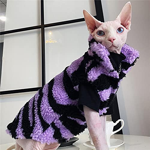 ZHIHAN Sphinx Katzenkleidung haarlose Katze Herbst und Winter Warmer Pullover Devonshire Rex Katzenpaar Jacke, lila Weste, XL von ZHIHAN