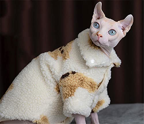 ZHIHAN Sphinx Katzenkleidung haarlose Katze Herbst und Winter Warmer Stehkragenmantel Cornish Rex Katze Devon Rex Katzenkleidung, weiß, L- von ZHIHAN