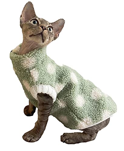 ZHIHAN Sphinx Katzenkleidung haarlose Katze Herbst und Winter Wattierte Weste Cornish Rex Katze Devon Rex Katzenkleidung, grün, S+ von ZHIHAN