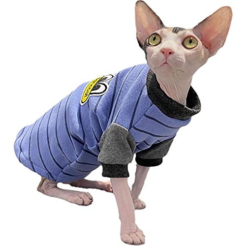 ZHIHAN Sphinx Katzenkleidung haarlose Katze Herbst und Winter gestreifter Pullover Anti-Off, Bildfarbe, S von ZHIHAN